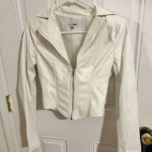 White Faux Leather Jacket
